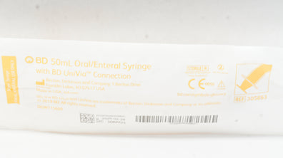 BD 305863 Becton 50ml Oral/Enteral Syringe with BD UniVia Connection